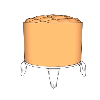 简欧布艺圆凳su模型