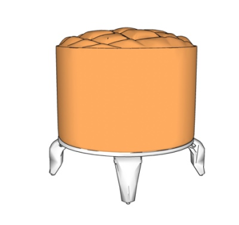 简欧布艺圆凳su模型