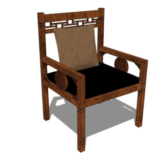 现代实木休闲椅su模型