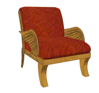 欧式古典布艺休闲椅su模型