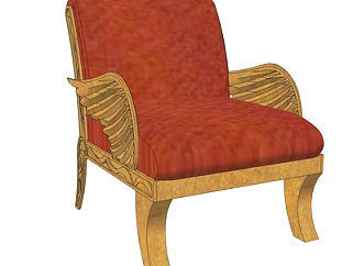 欧式古典布艺休闲椅su模型