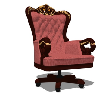 欧式布艺办公椅su模型