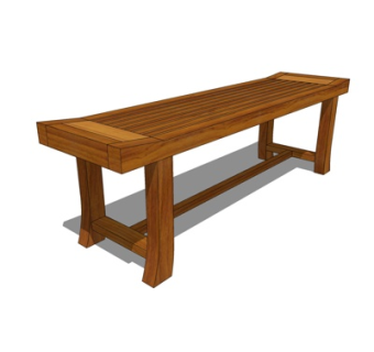中式实木长凳su模型