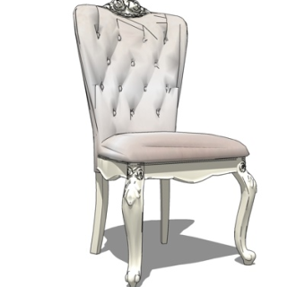 欧式布艺单椅su模型