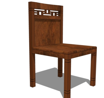中式实木单椅su模型