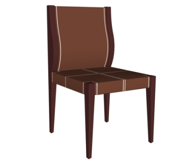 现代实木单椅su模型