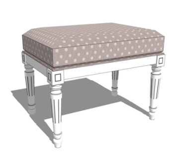 简欧布艺凳子su模型