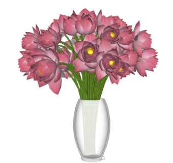 现代花卉花瓶su模型