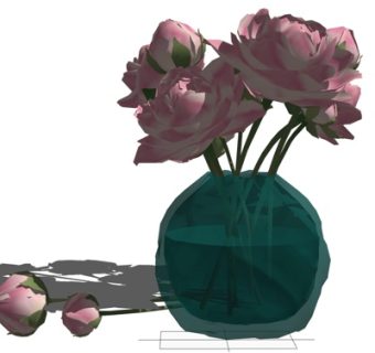 现代花卉花瓶su模型