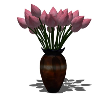 现代花卉花瓶su模型