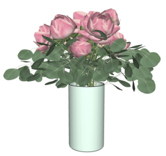 现代花卉花瓶su模型