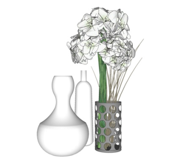 现代花卉花瓶su模型