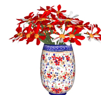 中式花卉花瓶su模型