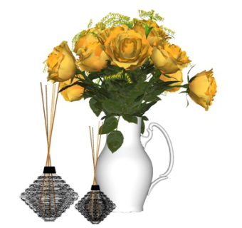 现代花卉花瓶su模型