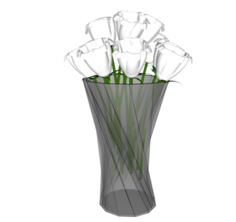 现代花卉花瓶su模型