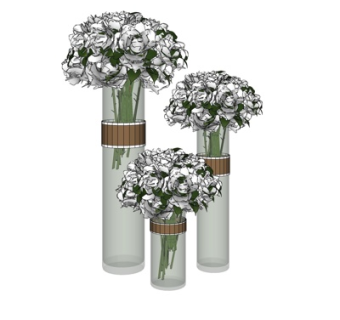 现代花卉花瓶su模型