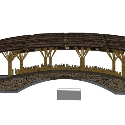 自然风石桥su模型