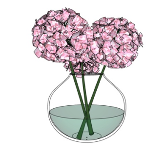 现代花卉花瓶su模型