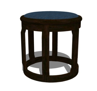 现代布艺圆凳su模型