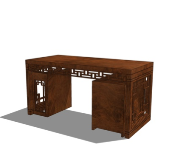 新中式书桌su模型