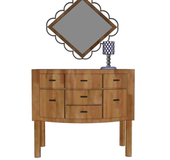 新中式梳妆台su模型