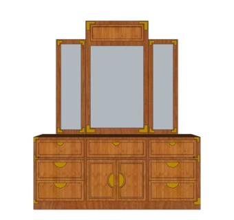 新中式梳妆台su模型