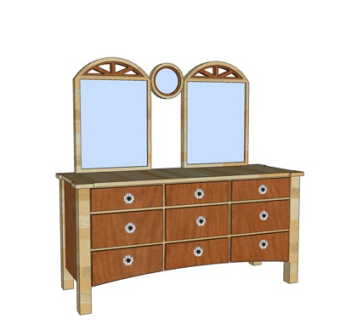 简欧梳妆台su模型
