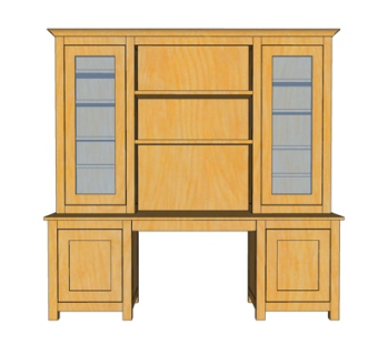 新中式书桌su模型