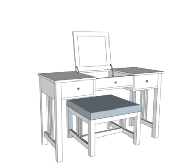 现代梳妆台su模型