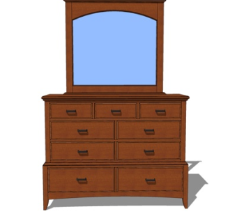 简欧梳妆台su模型