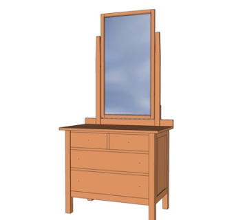 新中式梳妆台su模型