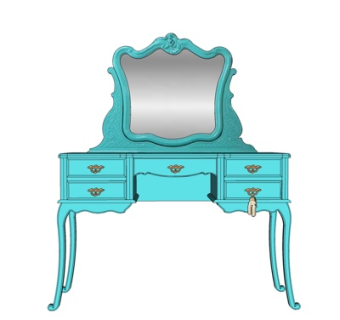欧式梳妆台su模型