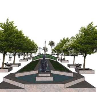 现代花园su模型