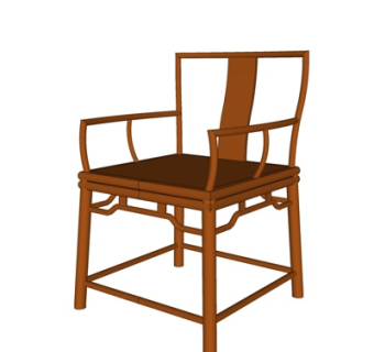 新中式休闲椅su模型