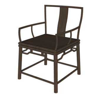 新中式休闲椅su模型