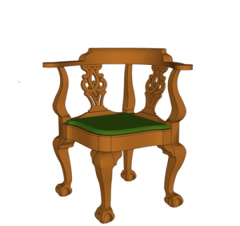 简欧休闲椅su模型