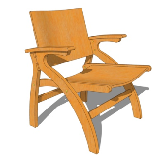 现代实木休闲椅su模型