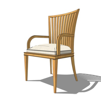 现代实木单椅su模型