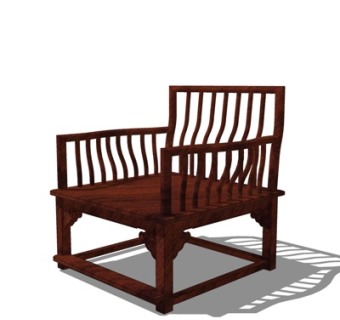 现代实木单椅su模型