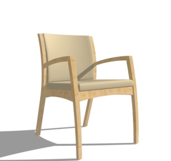 现代实木单椅su模型