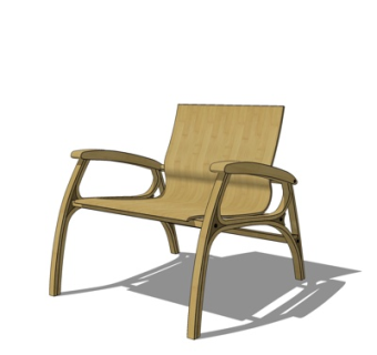 现代实木休闲椅su模型