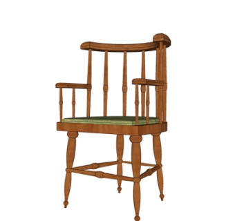 欧式实木单椅su模型