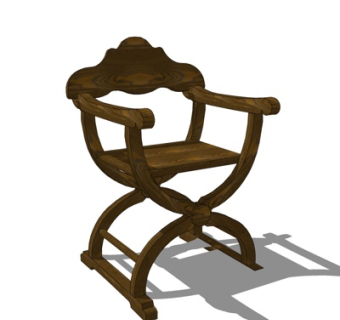 欧式实木单椅su模型