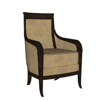 简欧布艺单人沙发su模型