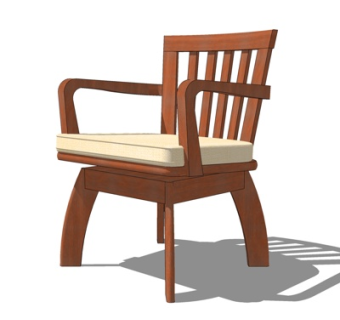 现代实木单椅su模型