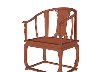 欧式实木休闲椅su模型