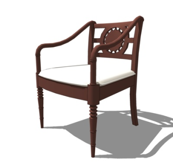 简欧实木单椅su模型