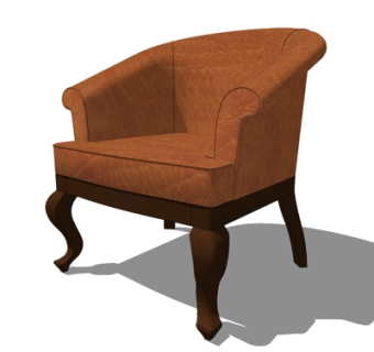 欧式布艺休闲椅su模型