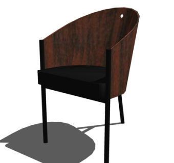 现代实木单椅su模型