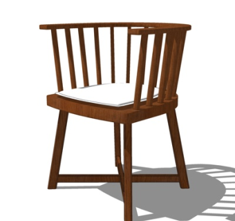 现代实木单椅su模型